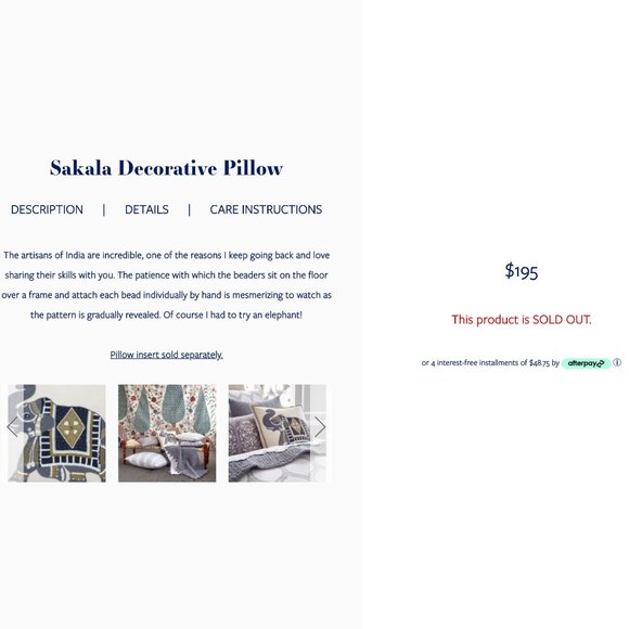 John Robshaw Sakala beaded elephant pillow case - Picture 4 of 4